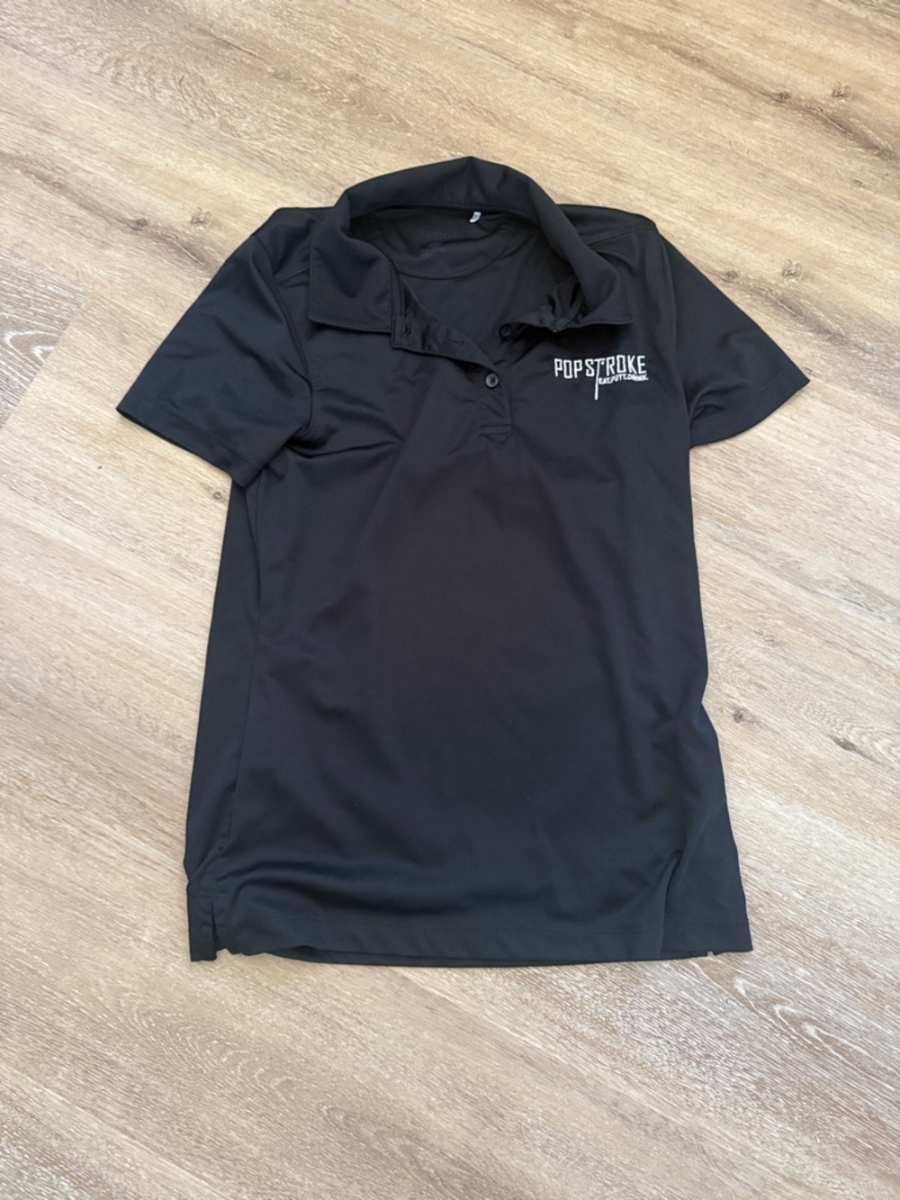Popstroke Embroidered Black golf tee oxford collar shirt